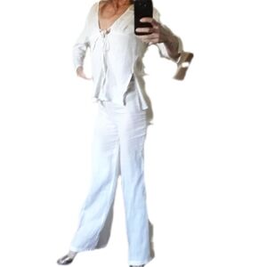 Vintage Sisley White Linen Pants